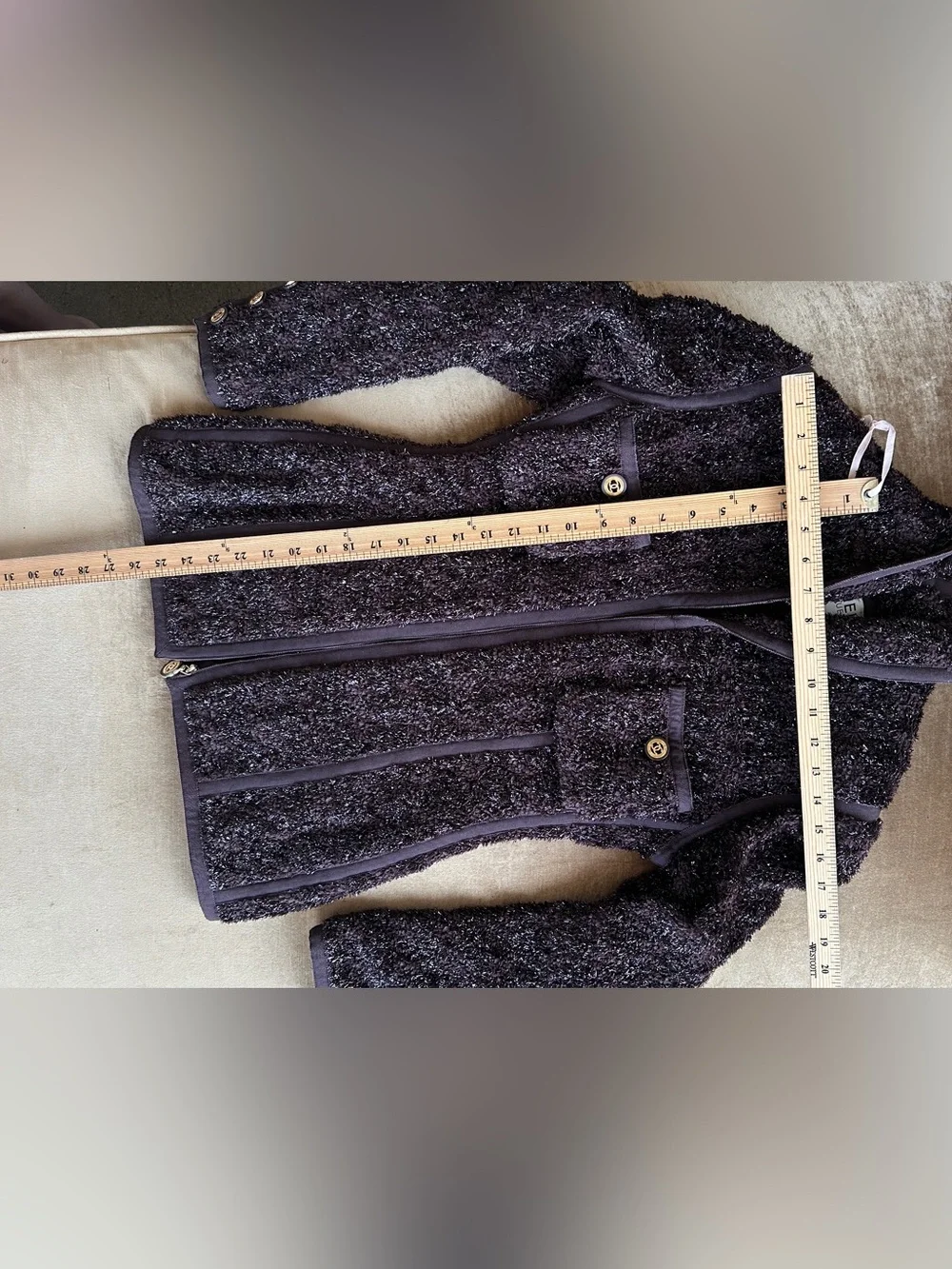 Jacket Zipper Front Chocolate Brown 90s collection Stretches Lined Shawl collar